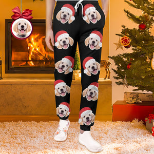 Pantalones De Chándal De Cara Personalizados Joggers Unisex Con Sombrero De Navidad Regalo De Navidad - MyFaceSocksES