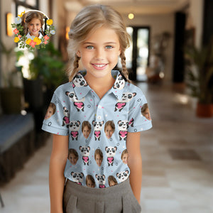 Polo Personalizado Para Niños Con Cara, Camiseta Personalizada Con Foto, Panda Lindo - MyFaceSocksES