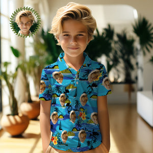 Polos Personalizados Para Niños Con Foto Personalizada Camisa Estilo Hawaiano Vice City - MyFaceSocksES