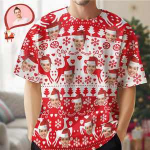 Camiseta Con Cara Personalizada, Regalos De Navidad, Camiseta Navideña De Alce - MyFaceSocksES