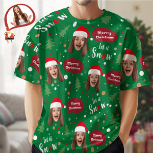 Camiseta Con Cara Personalizada Regalos De Navidad Camiseta Navideña Con Cara De Papá Noel - MyFaceSocksES