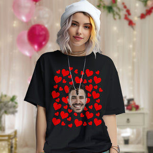 Camiseta Vintage Con Foto Personalizada Camiseta Personalizada Para Parejas Corazones Rojos Regalos Del Día De San Valentín Para Ella - MyFaceSocksES