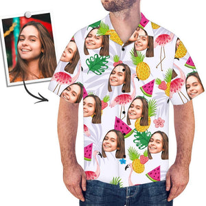 Camisa Hawaiana Personalizada Para Hombre Con Diseño De Piña y Sandía