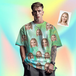Camiseta De Hombre Con Cara Personalizada Camiseta De Tinta De Color Divertida Con Foto Personalizada Color Verde - MyFaceSocksES