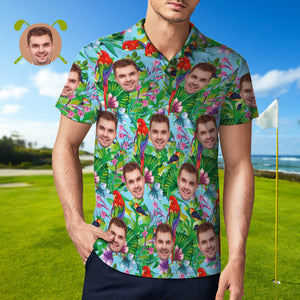 Camisa Polo Personalizada Para Hombre, Camisas De Golf Personalizadas Para Él, Loro Colorido - MyFaceSocksES