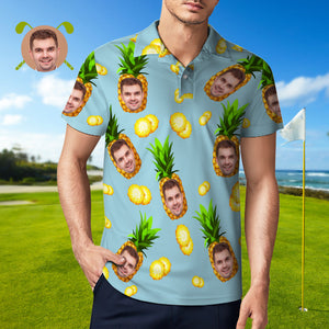 Camisa Polo Personalizada Para Hombre, Camisas De Golf Personalizadas Para Él, Piña Grande - MyFaceSocksES