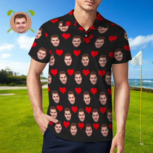 Camisa Polo Personalizada Con Cara Para Hombre, Camisas De Golf Personalizadas Para Él, Corazón De Amor - MyFaceSocksES