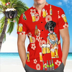Camisa Hawaiana Personalizada Con Cara De Perro Camisa Hawaiana Personalizada Con Botones De Foto Camisas De Playa - MyFaceSocksES