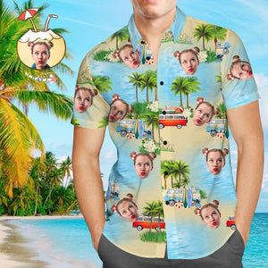 Custom Face Shirt Camisa Hawaiana Para Hombre Island Vacation