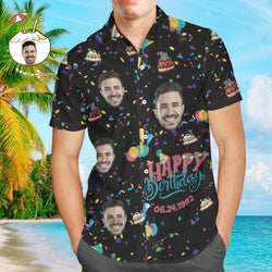 Camiseta Hawaiana De Feliz Cumpleaños Con Cara Personalizada Para Hombre, Regalo De Cumpleaños Único Con Estampado Completo - MyFaceSocksES