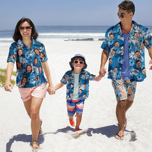 Camisa Hawaiana Con Foto Personalizada Padre-hijo Usa Cara Personalizada Camisa Hawaiana Regalo Para La Familia - MyFaceSocksMX