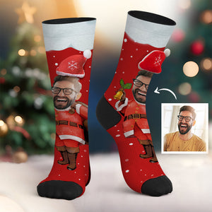 Calcetines Faciales Personalizados Calcetines Personalizados Con Gorro De Papá Noel En 3d - MyFaceSocksES