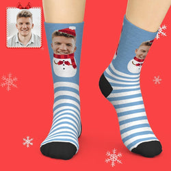 Custom Face Socks Add Pictures Christmas Photo Socks - Snow