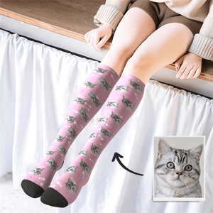 Calcetines Personalizados Con Foto De Gato Y Corazón