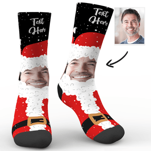 Calcetines Personalizados Papá Noel Con Cara Añadir Imagen Y Nombre