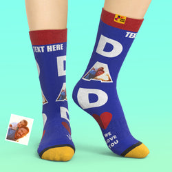 Calcetines Impresos Digitales 3d Personalizados Te Amamos Regalos Para Calcetines De Papá - MyFaceSocksES