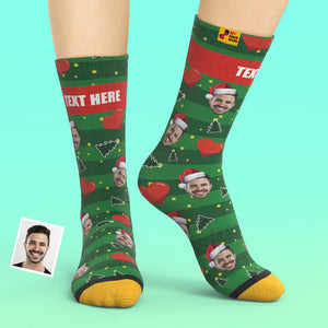 Calcetines Impresos Digitalmente En 3d Personalizados My Face Socks Agregue Imágenes Y Nombre - Christmas Heart - MyFaceSocksES