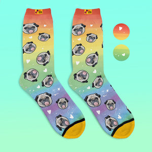 Calcetines Impresos Digitalmente En 3d Personalizados My Face Socks Agregue Imágenes Y Nombre - Rainbow Dog - MyFaceSocksES