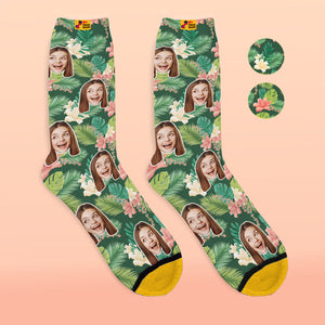 Calcetines Impresos Digitalmente En 3d Personalizados My Face Socks Agregar Imágenes Y Nombre - Hojas Y Flores - MyFaceSocksES