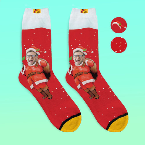Calcetines Impresos Digitalmente En 3d Personalizados My Face Socks Agregue Imágenes Y Nombre - Regalos De Papá Noel - MyFaceSocksES