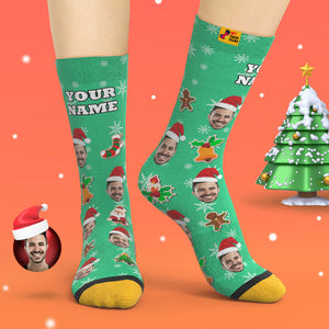 Calcetines Impresos Digitales 3d Personalizados Agregue Imágenes Y Nombre Calcetín De Papá Noel Navidad - MyFaceSocksES