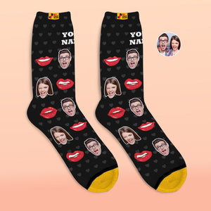 Calcetines Impresos Digitales Personalizados En 3d Regalos Para El Día De San Valentín Calcetines Sexy Con Cara De Labios - MyFaceSocksES