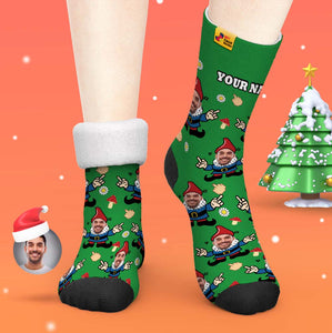 Regalos De Navidad, Calcetines Gruesos Personalizados Foto 3d Digital Impreso Calcetines Otoño Invierno Cálido Calcetines Gnomo - MyFaceSocksES