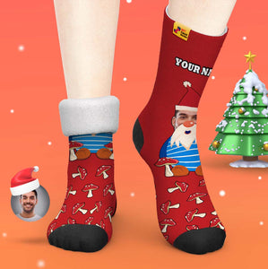 Regalos De Navidad, Calcetines Gruesos Personalizados Foto 3d Calcetines Impresos Digitales Otoño Invierno Calcetines Cálidos Navidad Gnomo Setas - MyFaceSocksES