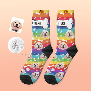 Calcetines Gruesos Personalizados Foto 3d Calcetines Impresos Digitales Otoño Invierno Calcetines Cálidos Rainbow Dog - MyFaceSocksES
