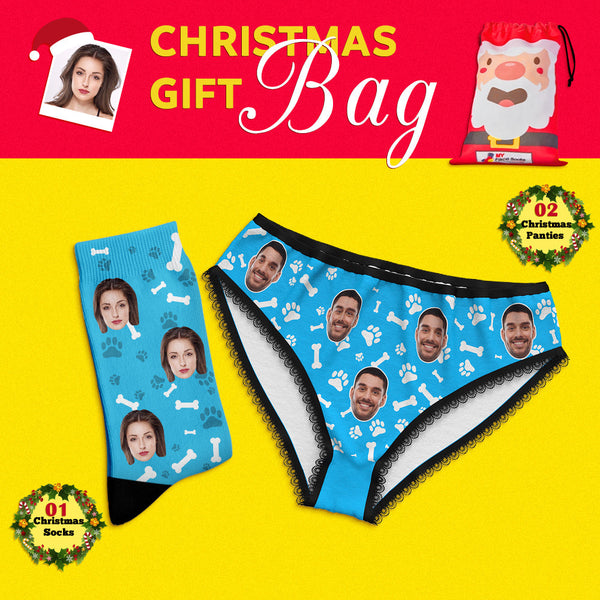 Bolsas De Regalo De Navidad Conjunto De Bragas Y Calcetines Personalizados Para Ella - MyFaceSocksES