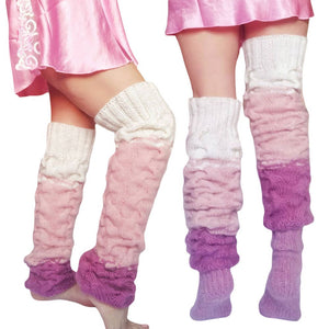 Calentadores De Piernas De Invierno Para Mujer Calcetines De Punto Gradiente Multicolor Sobre La Rodilla Calcetines De Pila - MyFaceSocksES