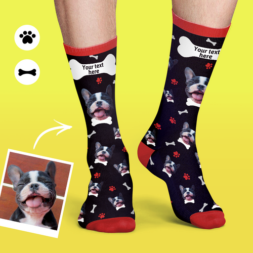 Calcetines Cara Personalizados Seria De Multicolor Camarero Suave Y Cómodo Perro Calcetines - Negro