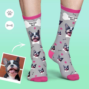 Calcetines Cara Personalizados Seria De Multicolor Camarero Suave Y Cómodo Perro Calcetines – Gris