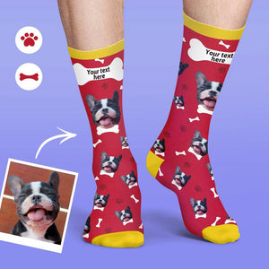 Calcetines Cara Personalizados Seria De Multicolor Camarero Suave Y Cómodo Perro Calcetines – Rojo
