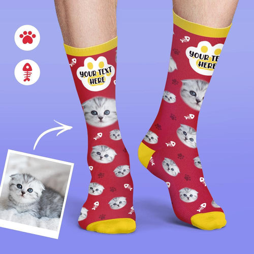 Calcetines Cara Personalizados Seria De Multicolor Camarero Suave Y Cómodo Gato Calcetines